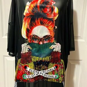 Women’s Sheer Bold design oversized tunic top